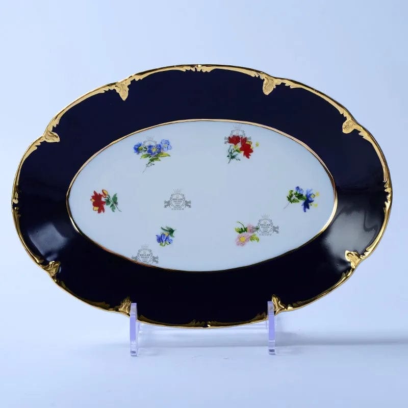 ALDO Home & Kitchen>Dinner Set>Tableware> Drinkware/ Royal Cort Luxury Style Fine Porcelain 24 K Gold Plated Blue and White Coffee Tea sets