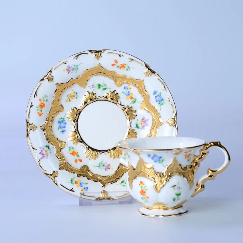 ALDO Home & Kitchen>Dinner Set>Tableware / Drinkware Royal Cort Luxury Style Fine Porcelain 24 K Gold Plated Gold and White Coffee Tea sets