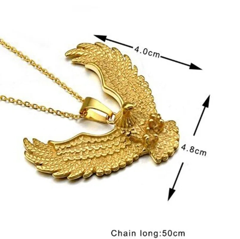 ALDO Jewelry American Golden Eagle Wing Patriotic Pendant Necklace for Men amd Woman