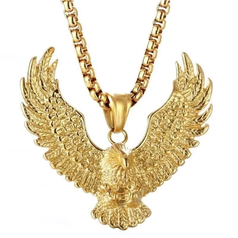 ALDO Jewelry American Golden Eagle Wing Patriotic Pendant Necklace for Men amd Woman