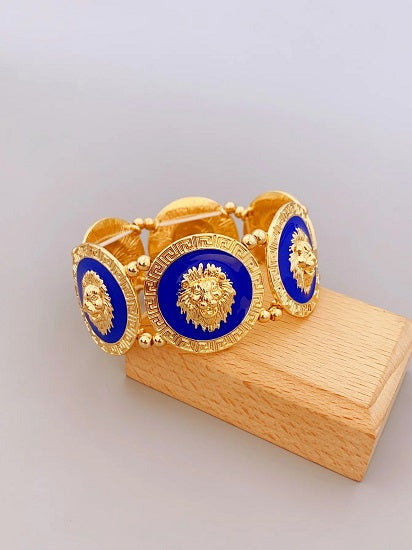 ALDO Jewelry B Unique Gold Plated Six Lion Heads Braided Bracelet