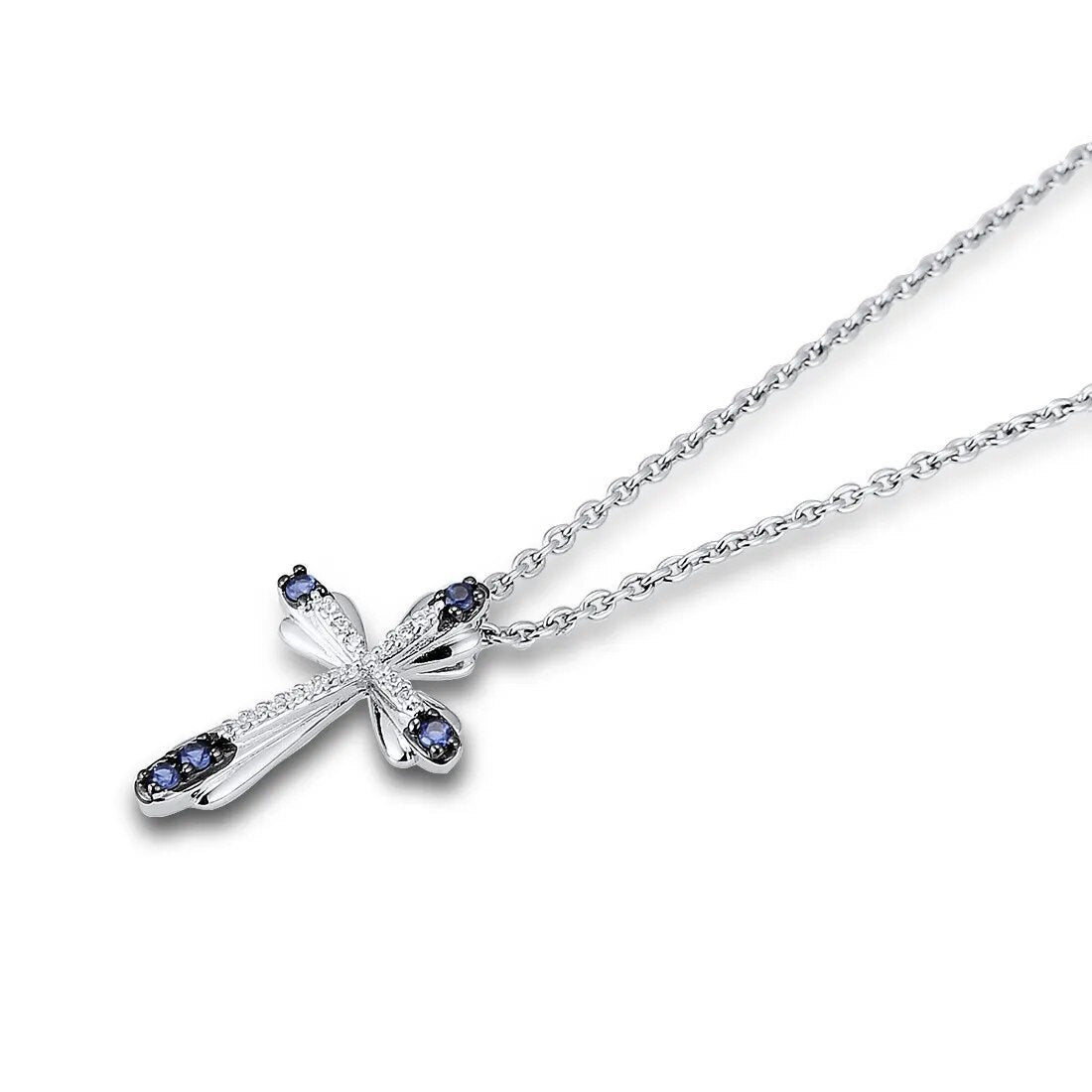 ALDO Jewelry Designer Sapphire Crystal Cross Amulet Pendant Necklace for Woman