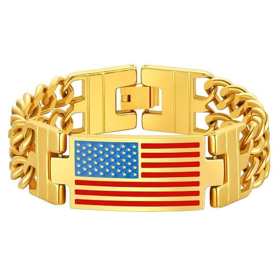 ALDO Jewelry Gold / 19 Cm American Flag Memorial Day 4th of July Independence Day Bracelet