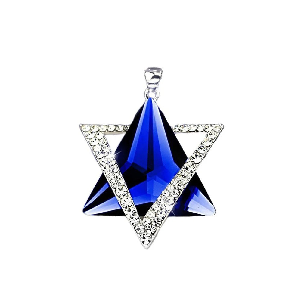 ALDO Jewelry Jewish Blue Star Of Davide Amulet Medal Pendant Necklace With Rain Stones for Women No Chain