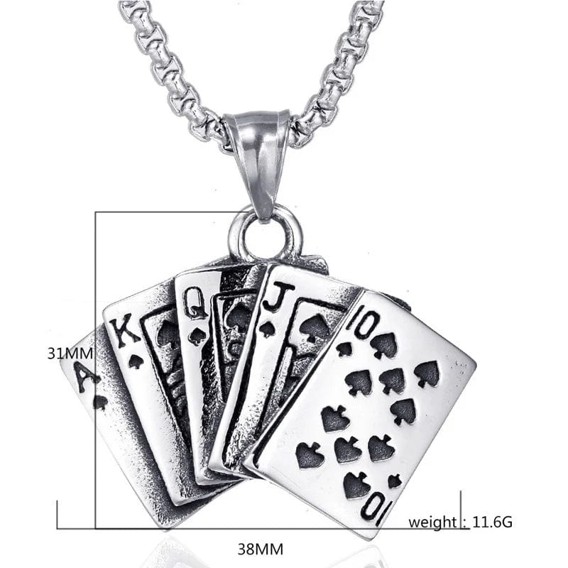 ALDO Jewelry Playing Cards Good Luck and Fortune For Players Pendant Necklace for Man and Woman