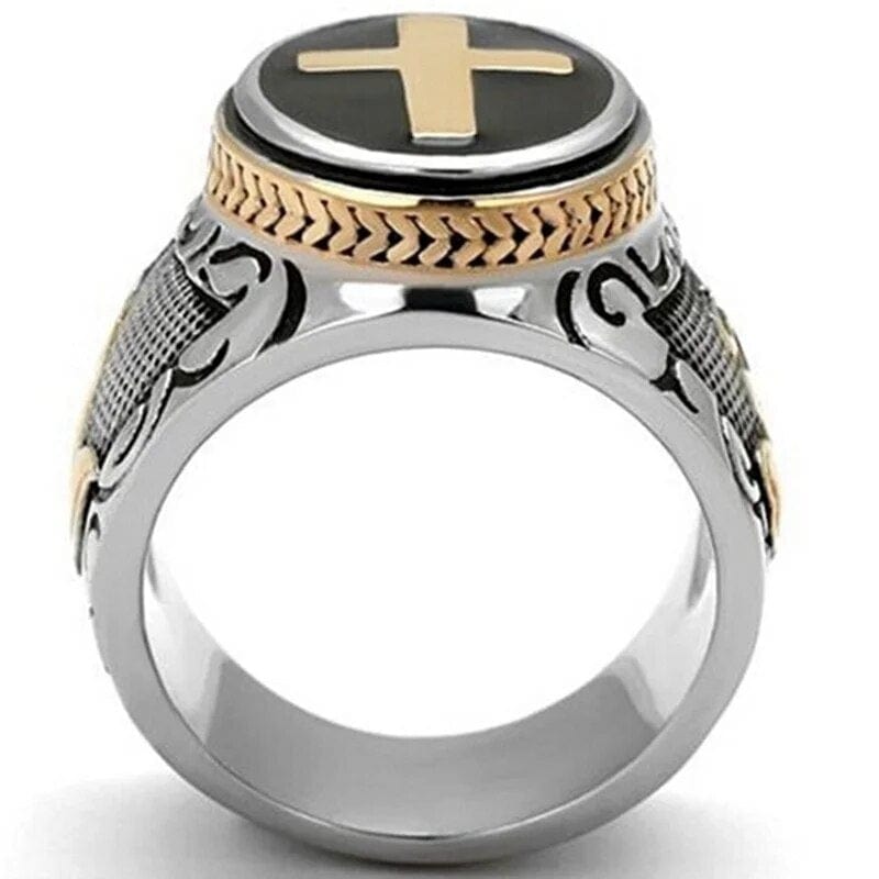 ALDO Jewelry Religious Amulet Crusader Christian Cross Praying Hands Men's Fashion Ring