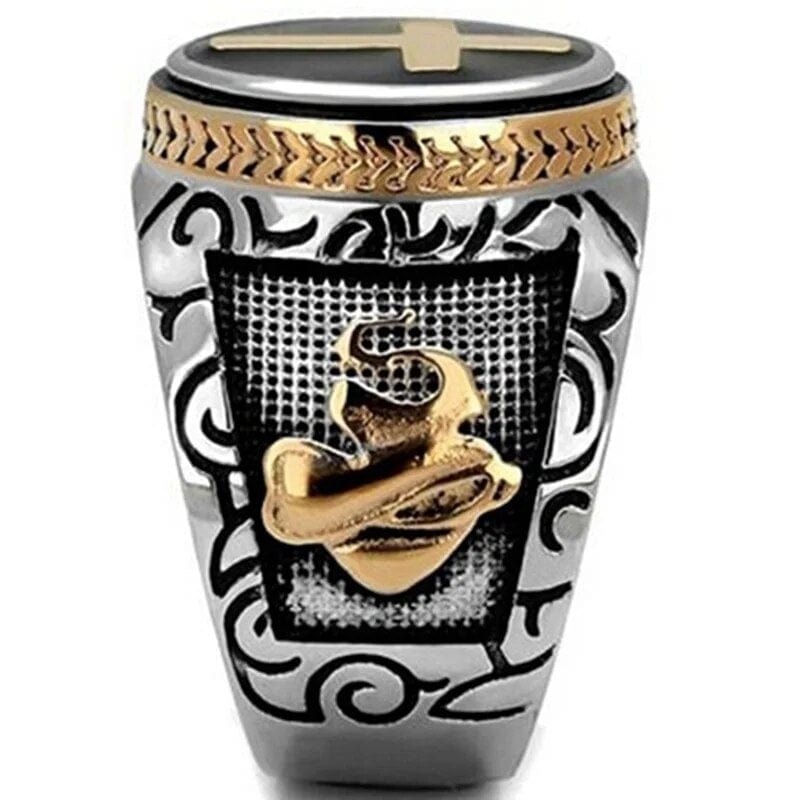 ALDO Jewelry Religious Amulet Crusader Christian Cross Praying Hands Men's Fashion Ring