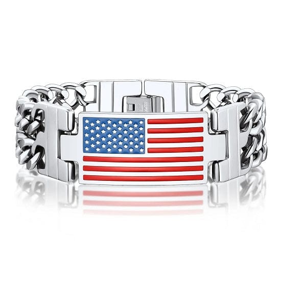 ALDO Jewelry Silver American Flag Memorial Day 4th of July Independence Day Bracelet