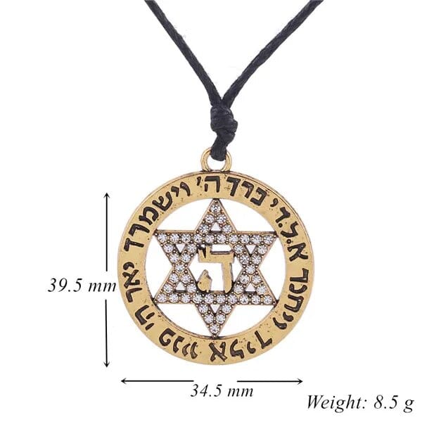 ALDO Jewelry Star Of Davide with Letter HI Prayers and Zircone Pendant Necklace
