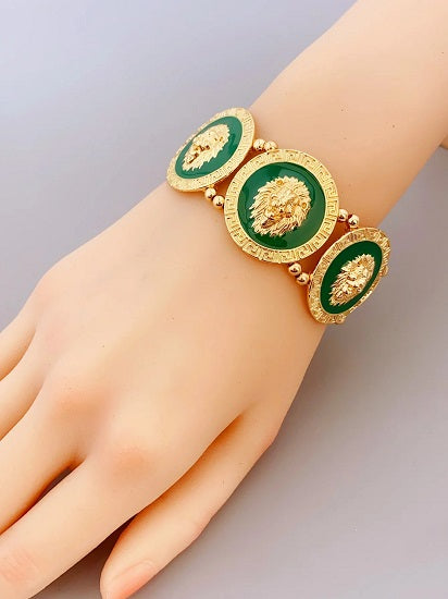 ALDO Jewelry Unique Gold Plated Six Lion Heads Braided Bracelet