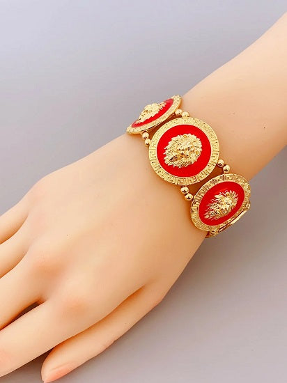 ALDO Jewelry Unique Gold Plated Six Lion Heads Braided Bracelet