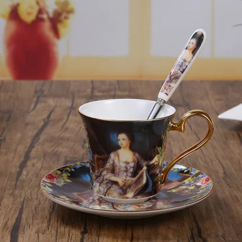 ALDO > Kitchen & Dining > Tableware > Dinnerware 1 cup 1 saucer Beautiful Venetian Art Bone China 24 carat Plated Vintage Porcelain Coffee Tea Sets