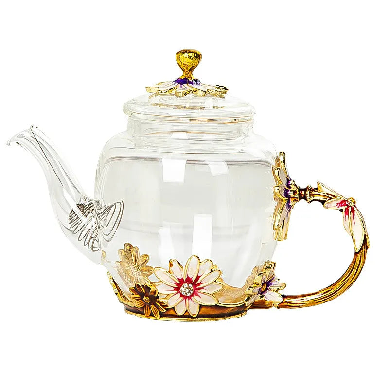ALDO > Kitchen & Dining > Tableware > Dinnerware 1 Teapot Beautiful Enamel Crystal Tea Set and Daisy Glass Teapot
