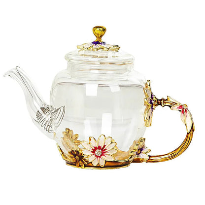 ALDO ‎> Kitchen & Dining > Tableware > Dinnerware 1 Teapot Beautiful Enamel Crystal Tea Set and Daisy Glass Teapot