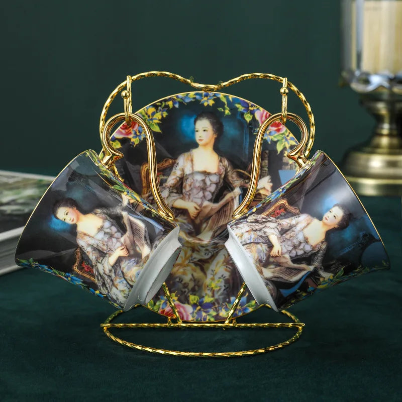 ALDO > Kitchen & Dining > Tableware > Dinnerware 2 cup 2 saucer Beautiful Venetian Art Bone China 24 carat Plated Vintage Porcelain Coffee Tea Sets
