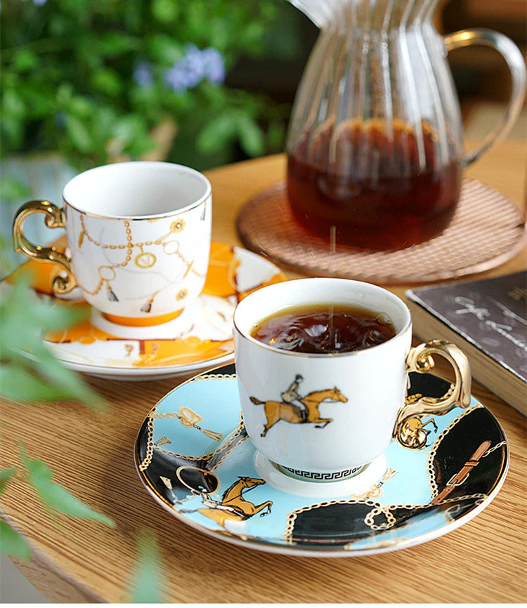 ALDO > Kitchen & Dining > Tableware > Dinnerware French Style Dior"Amie Cofee and Tea Luxury Porcelain 24 arat Gold Plated Set
