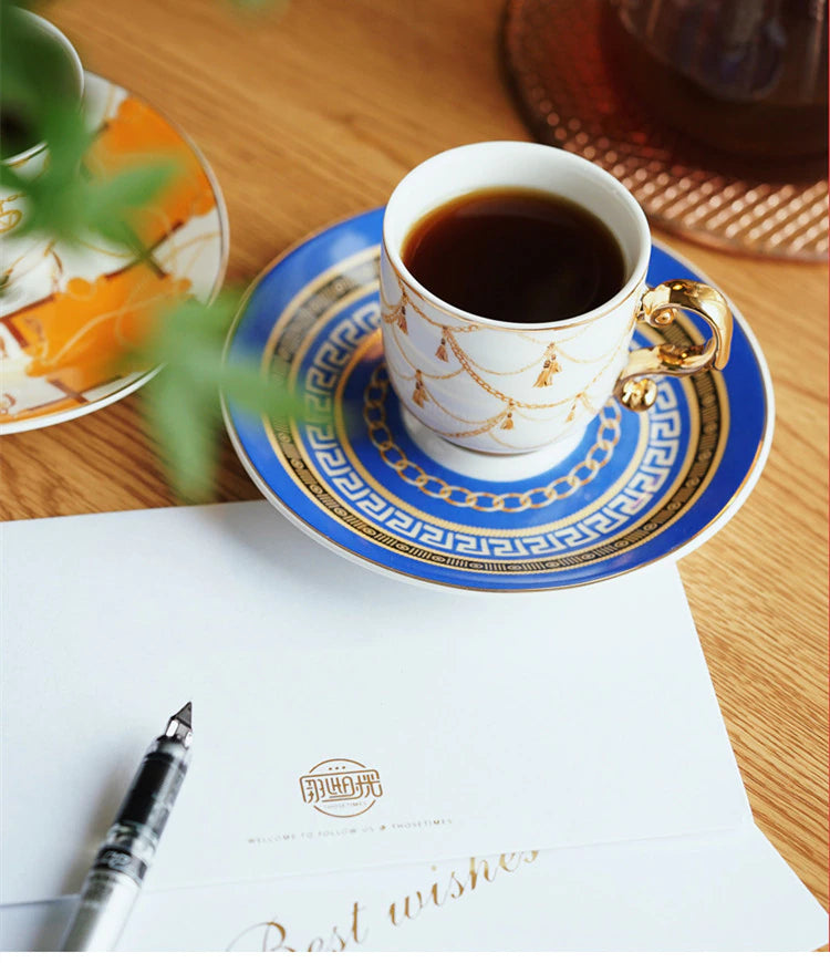 ALDO > Kitchen & Dining > Tableware > Dinnerware French Style Dior"Amie Cofee and Tea Luxury Porcelain 24 arat Gold Plated Set