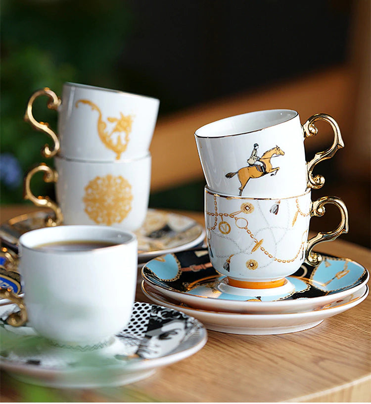 ALDO > Kitchen & Dining > Tableware > Dinnerware French Style Dior"Amie Cofee and Tea Luxury Porcelain 24 arat Gold Plated Set