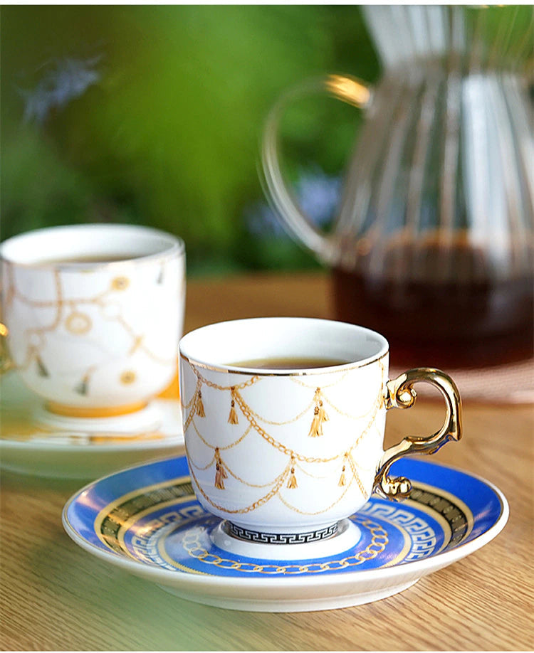 ALDO > Kitchen & Dining > Tableware > Dinnerware French Style Dior"Amie Cofee and Tea Luxury Porcelain 24 arat Gold Plated Set
