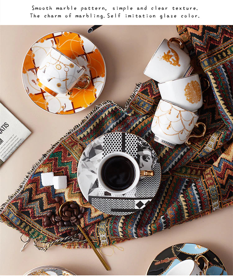 ALDO > Kitchen & Dining > Tableware > Dinnerware French Style Dior"Amie Cofee and Tea Luxury Porcelain 24 arat Gold Plated Set