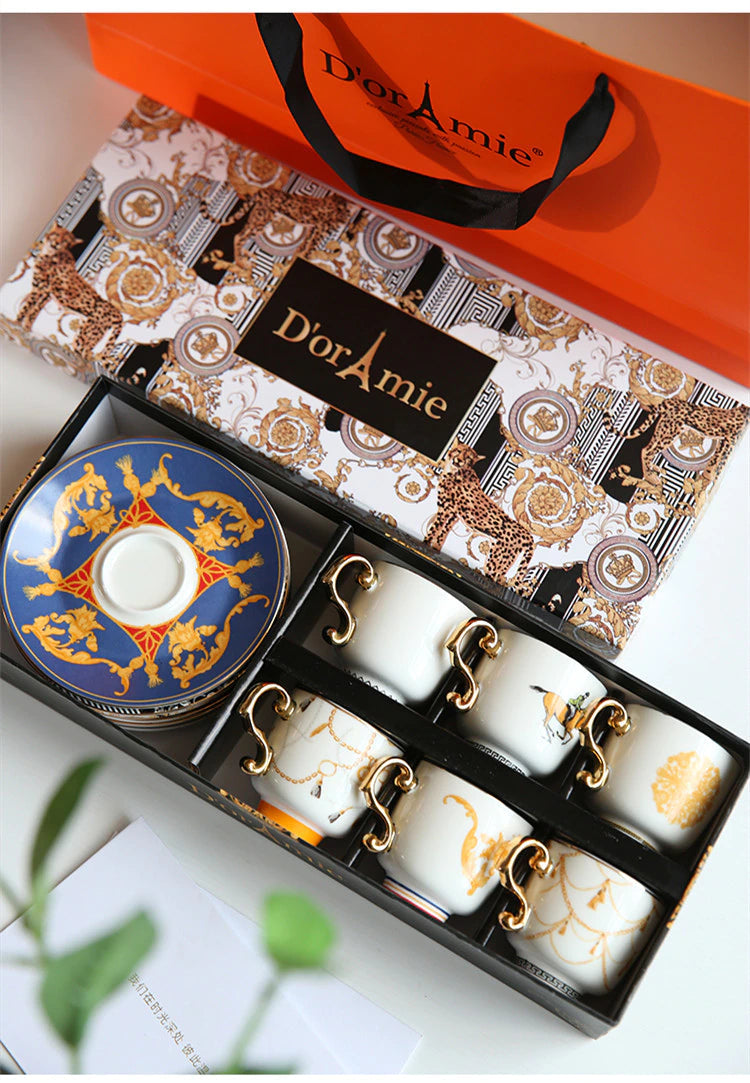 ALDO > Kitchen & Dining > Tableware > Dinnerware Set for Six Blue / porcelain / new French Style Dior"Amie Cofee and Tea Luxury Porcelain 24 arat Gold Plated Set