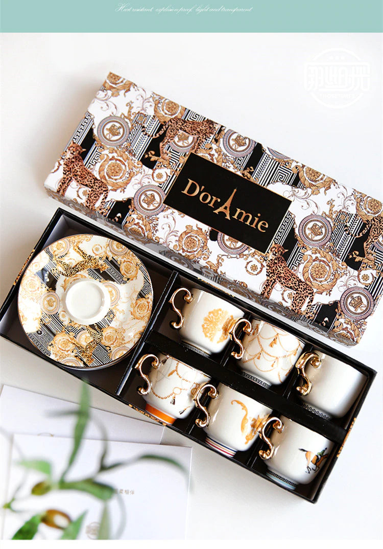 ALDO > Kitchen & Dining > Tableware > Dinnerware Set for Six Brown / porcelain / new French Style Dior"Amie Cofee and Tea Luxury Porcelain 24 arat Gold Plated Set