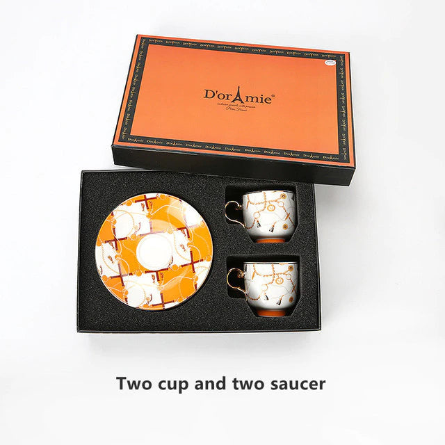 ALDO > Kitchen & Dining > Tableware > Dinnerware Set for Two Brown / porcelain / new French Style Dior"Amie Cofee and Tea Luxury Porcelain 24 arat Gold Plated Set