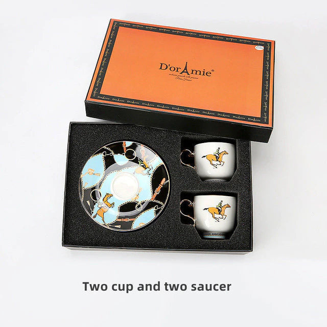 ALDO > Kitchen & Dining > Tableware > Dinnerware Set for Two Galoping Horses / porcelain / new French Style Dior"Amie Cofee and Tea Luxury Porcelain 24 arat Gold Plated Set