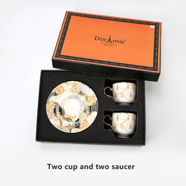 ALDO > Kitchen & Dining > Tableware > Dinnerware Set for Two Gray and Brown / porcelain / new French Style Dior"Amie Cofee and Tea Luxury Porcelain 24 arat Gold Plated Set