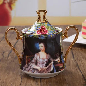 ALDO > Kitchen & Dining > Tableware > Dinnerware Sugar bowl Beautiful Venetian Art Bone China 24 carat Plated Vintage Porcelain Coffee Tea Sets