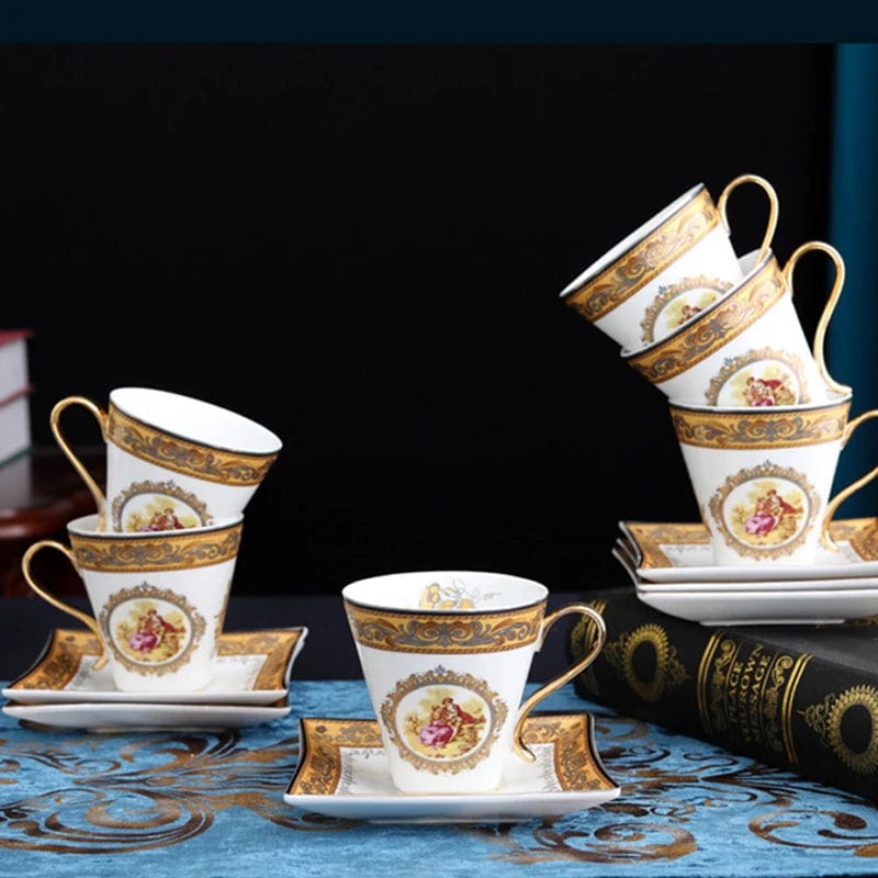 ALDO > Kitchen & Dining > Tableware > Dinnerware Venitian Art Elegant Bone China Pocelain 24 carat Plated 15 Piece Coffee Tea Set