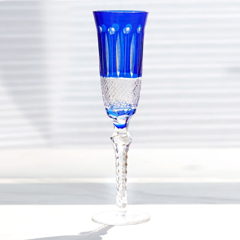 ALDO Kitchen & Dining > Tableware > Drinkware Blue Amazing Luxury Japanize Lead Free Hand Cut and Hand Blown Champagne Flute Crystal Glasses