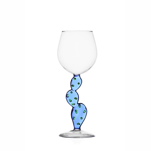 ALDO Kitchen & Dining > Tableware > Drinkware Blue / Lead free Crystal / 22 cm H x 9 cm Diameter Cactus Fun Glasses for Wine, Cocktails, Champagne Party and Home Bar