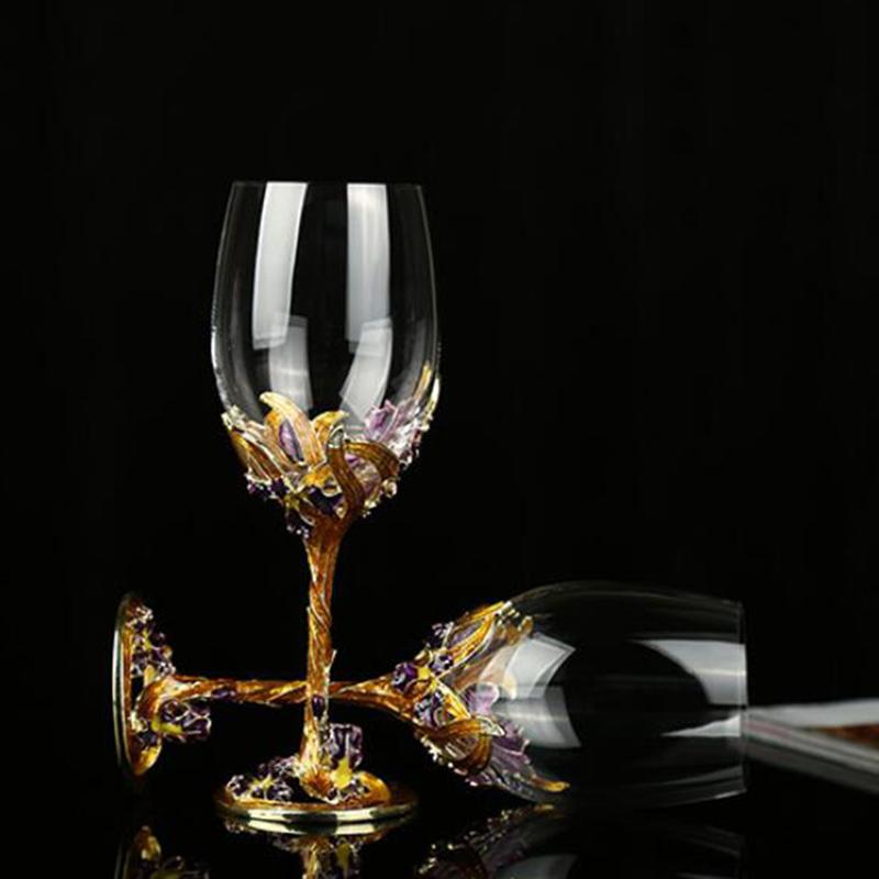 ALDO Kitchen & Dining > Tableware > Drinkware Elegant Custom Made Enamel Led Free Crystal Goblet Wine Glass Comes With Beutiful Gift Box