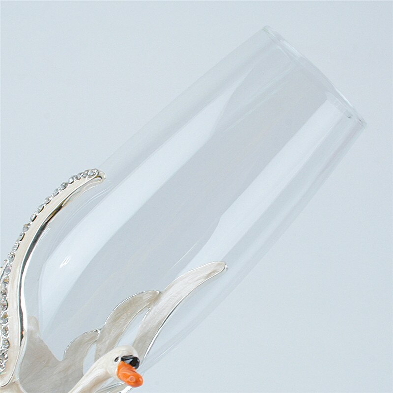 ALDO Kitchen & Dining > Tableware > Drinkware Exquisite Unique Custom Made Swan Wedding Led Free Crystal Champagne Wine Glasses Set of Two