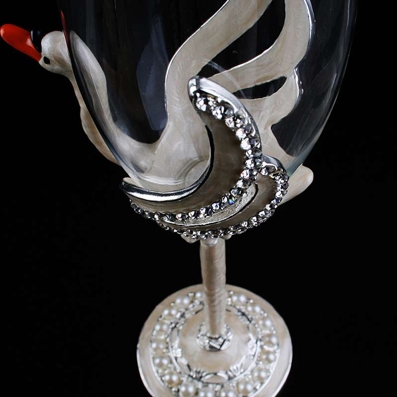 ALDO Kitchen & Dining > Tableware > Drinkware Exquisite Unique Custom Made Swan Wedding Led Free Crystal Champagne Wine Glasses Set of Two