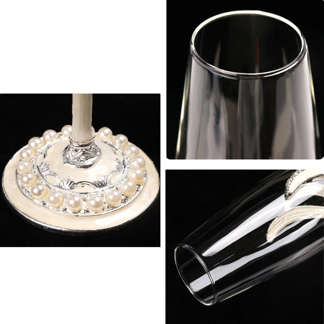 ALDO Kitchen & Dining > Tableware > Drinkware Exquisite Unique Custom Made Swan Wedding Led Free Crystal Champagne Wine Glasses Set of Two