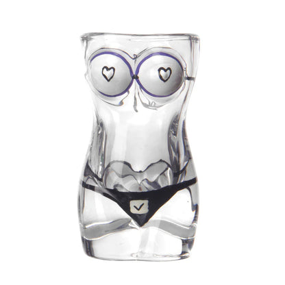 ALDO Kitchen & Dining > Tableware > Drinkware Female Fun Shot Glass Gray 30 ml / Lead free Crystal / 20.2 cm x  10.2 cm Female and Male Fun Glass for Beer,Cocktails, Vodka, Whiskey, Party and Home Bar