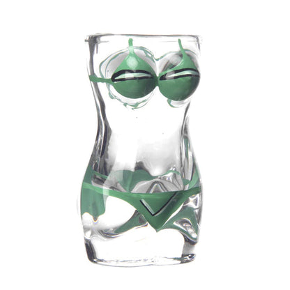 ALDO Kitchen & Dining > Tableware > Drinkware Female Fun Shot Glass Green 30 ml / Lead free Crystal / 20.2 cm x  10.2 cm Female and Male Fun Glass for Beer,Cocktails, Vodka, Whiskey, Party and Home Bar