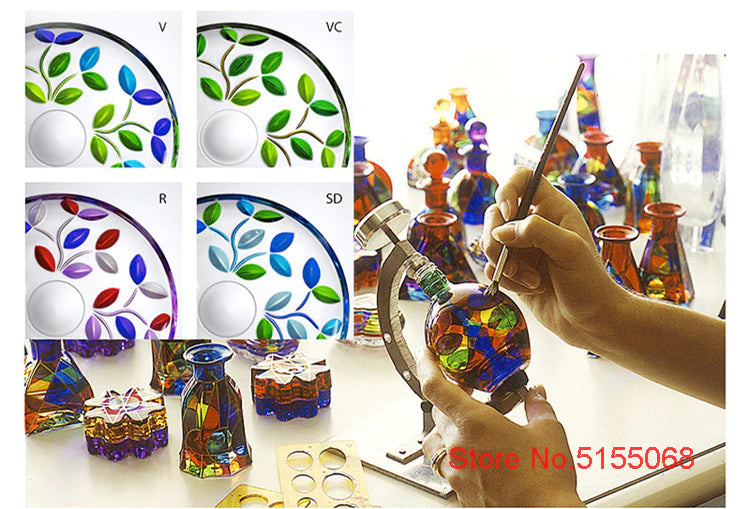 ALDO Kitchen & Dining > Tableware > Drinkware Four Seasons Italian Murano Style Luxury Hand Cut and Painted Colorful Stain lead Free Crystal Free Whisky Vodka Cocktail Glasses