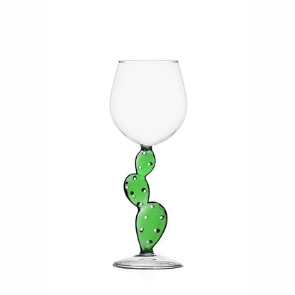 ALDO Kitchen & Dining > Tableware > Drinkware Green / Lead free Crystal / 22 cm H x 9 cm Diameter Cactus Fun Glasses for Wine, Cocktails, Champagne Party and Home Bar