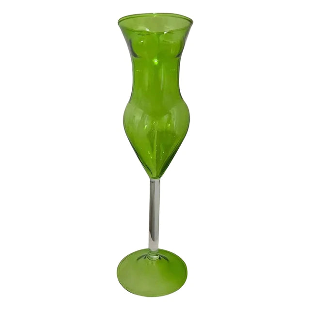 ALDO Kitchen & Dining > Tableware > Drinkware Green / Lead free Crystal / 9.25"inch toll x 2.55" inches wide Muticolor Miss Wine Glass Female-shaped Glasses for Champagne,Whiskey, Wine, Cocktails,Glass, Goblet for Party Home Bar