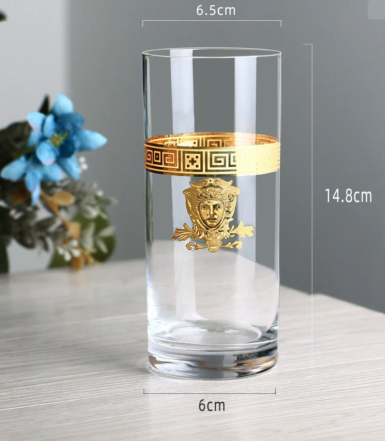 ALDO Kitchen & Dining > Tableware > Drinkware Lead- Free Crystal Luxury Versace Style Hand Cut and Blown 24 Karat Gold Plated Glasses for Whisky Shampaign Vodka Cocktails