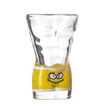 ALDO Kitchen & Dining > Tableware > Drinkware Man Fun Shot Glass Yellow 30 ml / Lead free Crystal / 20.2 cm x  10.2 cm Female and Male Fun Glass for Beer,Cocktails, Vodka, Whiskey, Party and Home Bar