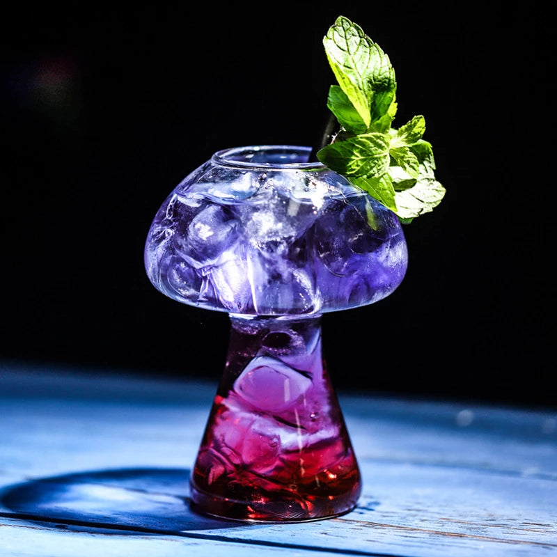 ALDO Kitchen & Dining > Tableware > Drinkware Mushroom Fun Glass / Lead free Crystal / 12 cm toll x 5.5 cm width Mushroom Fun Glass for Martini, Cocktails, Beer ,Champagne Party and Home Bar