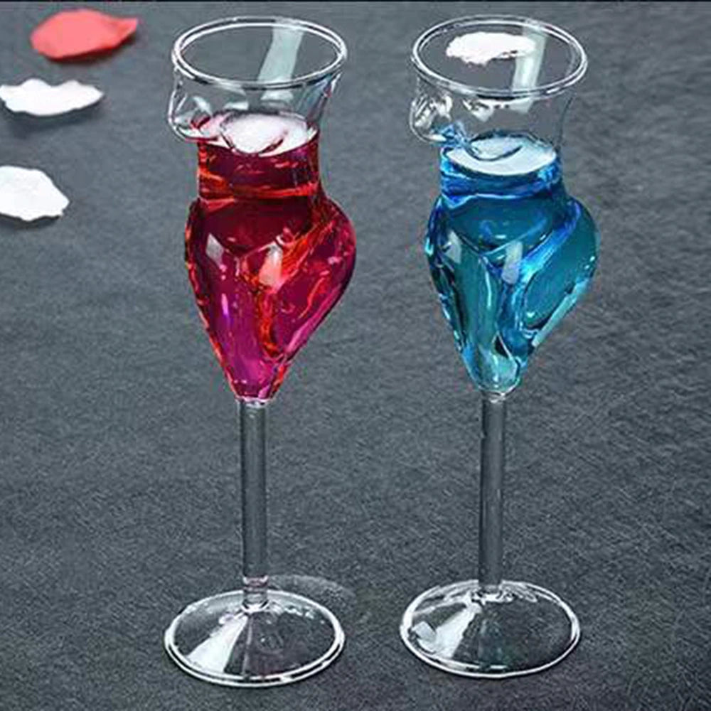 ALDO Kitchen & Dining > Tableware > Drinkware Muticolor Miss Wine Glass Female-shaped Glasses for Champagne,Whiskey, Wine, Cocktails,Glass, Goblet for Party Home Bar