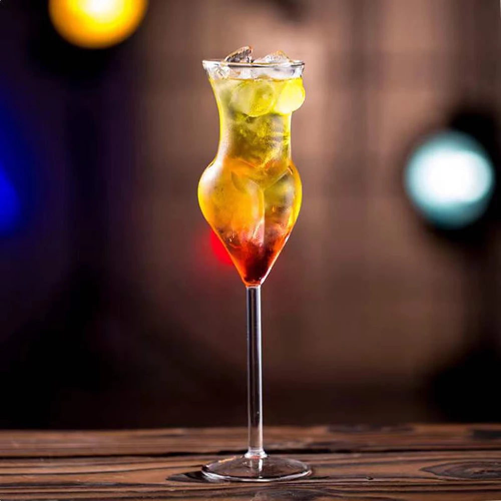 ALDO Kitchen & Dining > Tableware > Drinkware Muticolor Miss Wine Glass Female-shaped Glasses for Champagne,Whiskey, Wine, Cocktails,Glass, Goblet for Party Home Bar