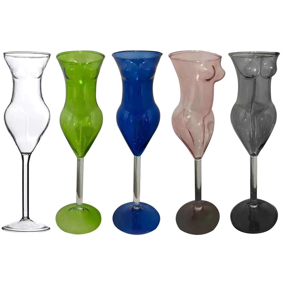 ALDO Kitchen & Dining > Tableware > Drinkware Muticolor Miss Wine Glass Female-shaped Glasses for Champagne,Whiskey, Wine, Cocktails,Glass, Goblet for Party Home Bar