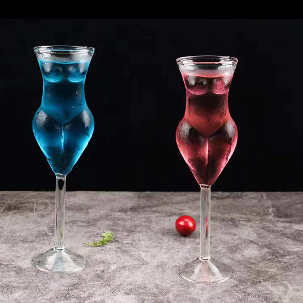 ALDO Kitchen & Dining > Tableware > Drinkware Muticolor Miss Wine Glass Female-shaped Glasses for Champagne,Whiskey, Wine, Cocktails,Glass, Goblet for Party Home Bar