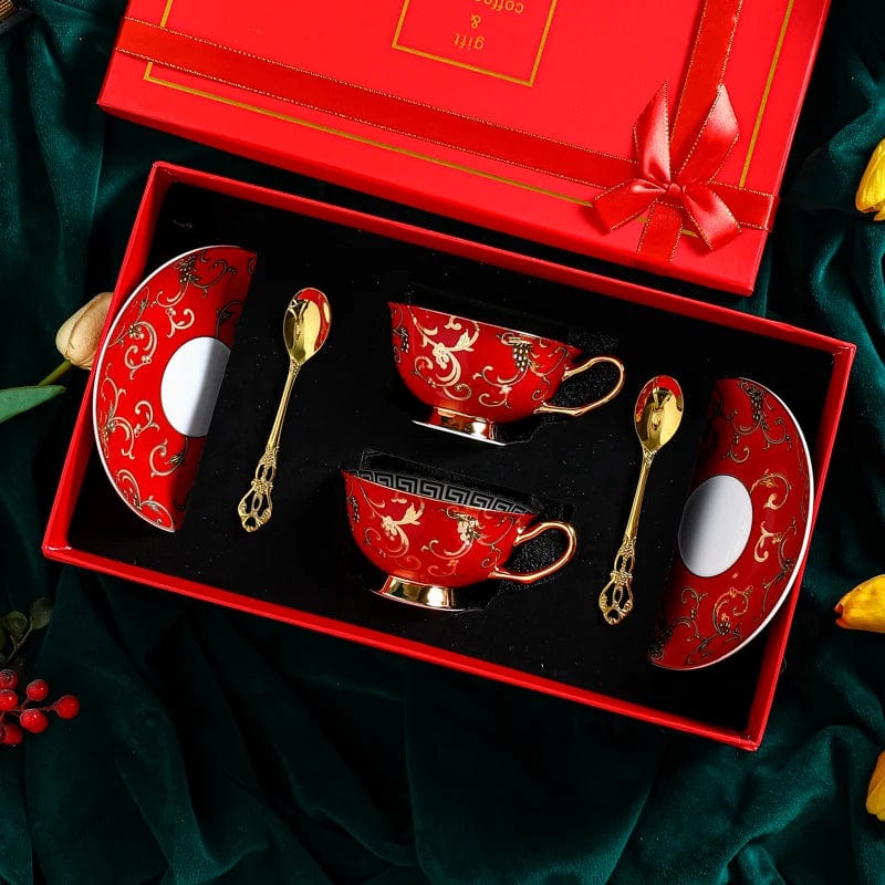 ALDO Kitchen & Dining > Tableware > Drinkware New Coffee and Tea Sets / Porcelain / A 2-piece set Royal Classic Luxury Premium Coffee and Tea Sets For Two  24 K Gold Plated Bone China Porcelain